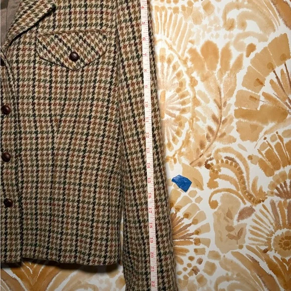 Vintage Hugo Buscati Milano Women's Houndstooth Jacket - Brown Small - Picture 9 of 9